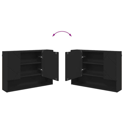 Badkamermeubelset met lade 2 pcs Zwart Geperst Hout en Metaal