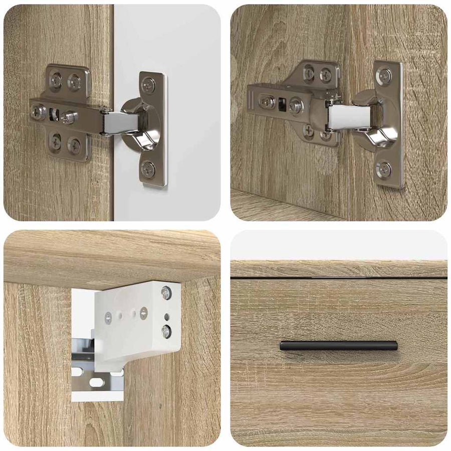 Badkamermeubelset 2 pcs Sonoma Eiken Geperst Hout en Metaal