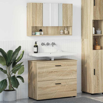 Badkamermeubelset 2 pcs Sonoma Eiken Geperst Hout en Metaal