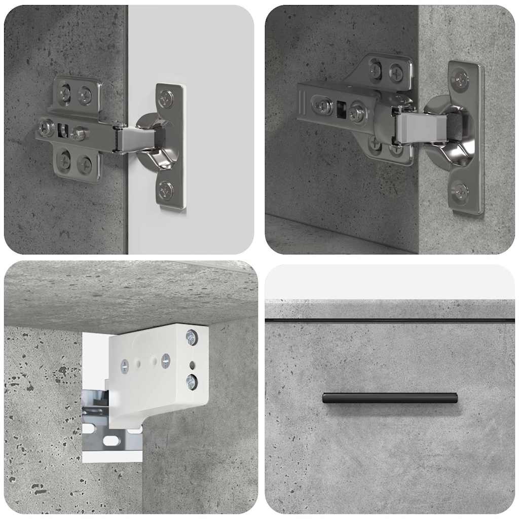 Badkamermeubelset 2 pcs Beton Grijs Geperst Hout en Metaal