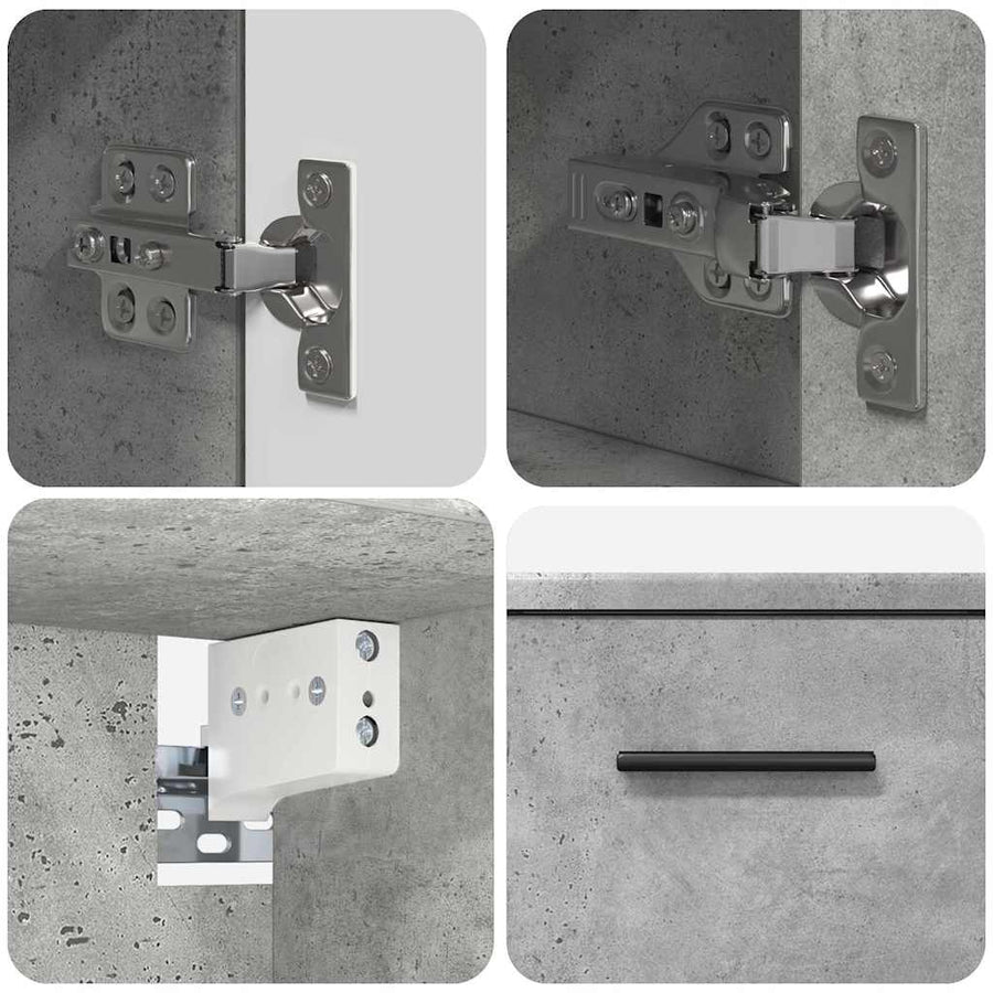 Badkamermeubelset 2 pcs Beton Grijs Geperst Hout en Metaal