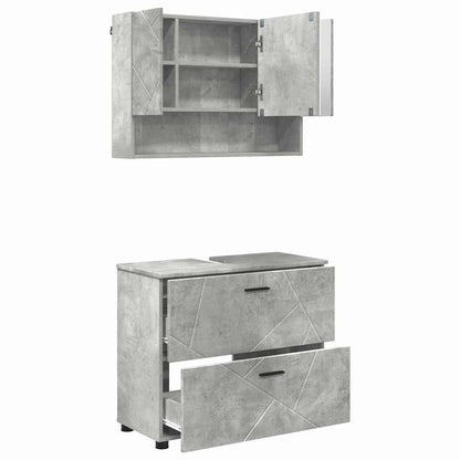 Badkamermeubelset 2 pcs Beton Grijs Geperst Hout en Metaal