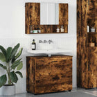 Badkamermeubelset 2 pcs Gerookt eiken Geperst Hout en Metaal