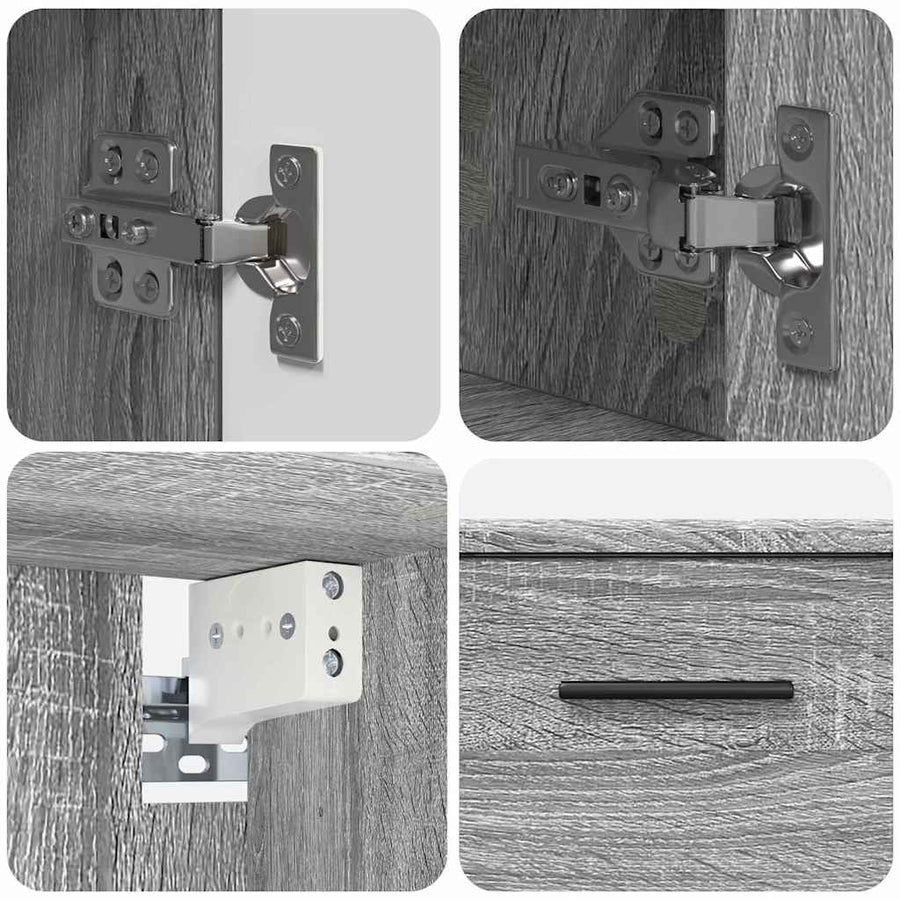 Badkamermeubelset 2 pcs Grijs Sonoma Geperst Hout en Metaal