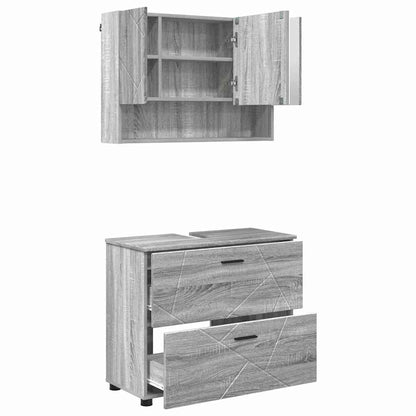 Badkamermeubelset 2 pcs Grijs Sonoma Geperst Hout en Metaal