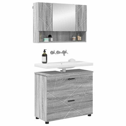 Badkamermeubelset 2 pcs Grijs Sonoma Geperst Hout en Metaal