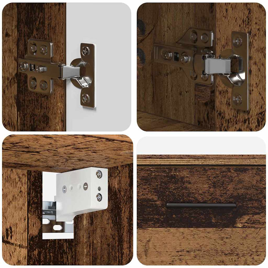 Badkamermeubelset 2 pcs Oud Hout Geperst Hout en Metaal