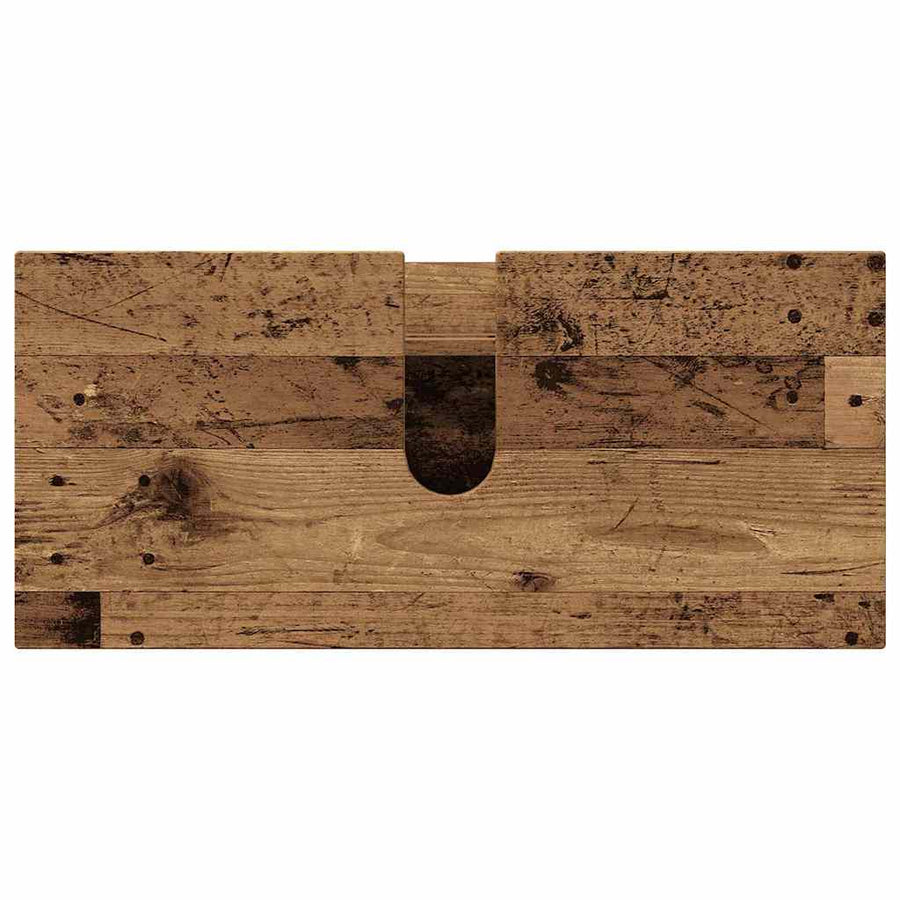Badkamermeubelset 2 pcs Oud Hout Geperst Hout en Metaal