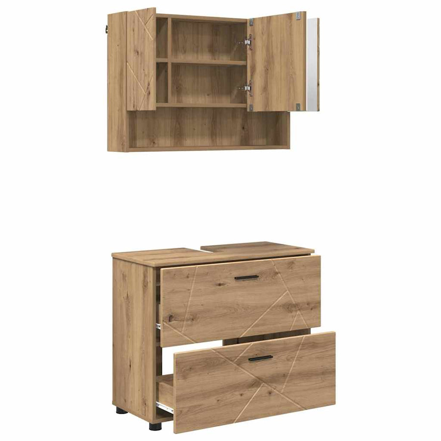 Badkamermeubelset 2 st Artisan Eiken 76,5 x 35 x 64 cm