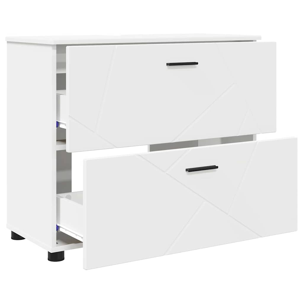 Badkamermeubelset met lade 3 pcs Wit Bewerkt hout en metaal