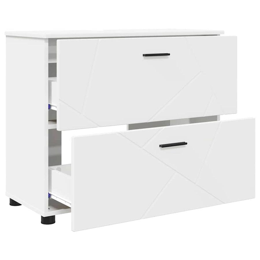 Badkamermeubelset met lade 3 pcs Wit Bewerkt hout en metaal