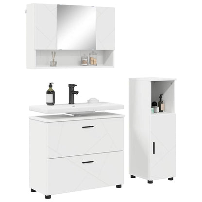 Badkamermeubelset met lade 3 pcs Wit Bewerkt hout en metaal
