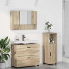 Badkamermeubelset 3 pcs Sonoma Eiken Bewerkt hout en metaal