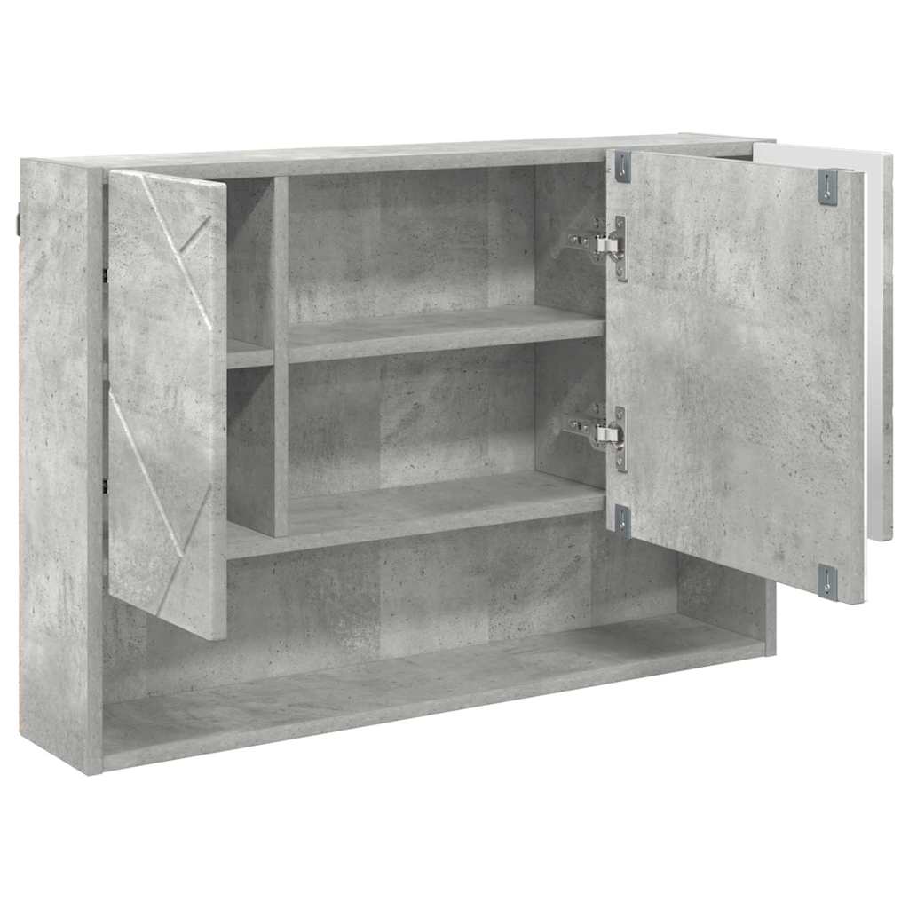 Badkamermeubelset 3 pcs Beton Grijs Bewerkt hout en metaal