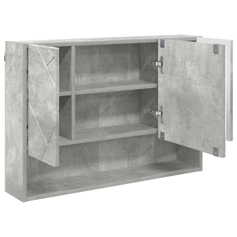Badkamermeubelset 3 pcs Beton Grijs Bewerkt hout en metaal