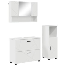 Badkamermeubelset 3 pcs Hoogglans wit Bewerkt hout en metaal