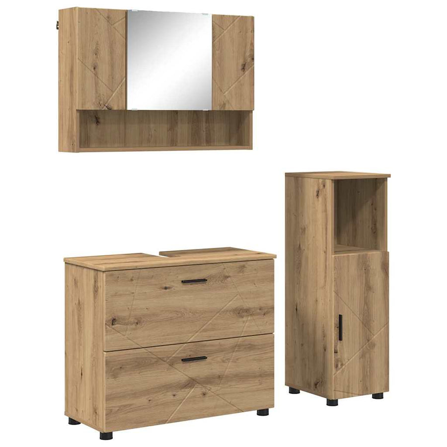 Badkamermeubelset 3 st Artisan Eiken 76,5 x 35 x 64 cm