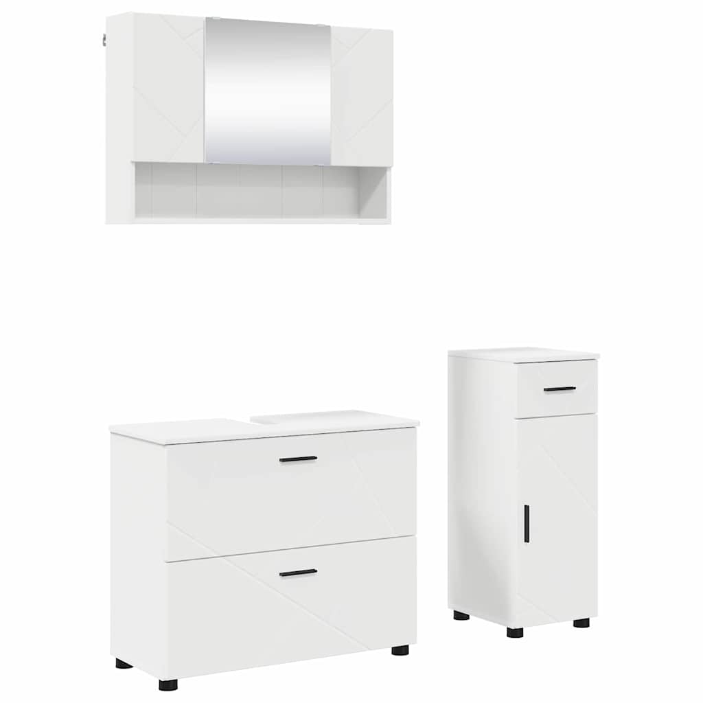 Badkamermeubelset 3 pcs Wit 76,5 x 35 x 64 cm Bewerkt hout