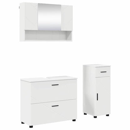 Badkamermeubelset 3 pcs Wit 76,5 x 35 x 64 cm Bewerkt hout
