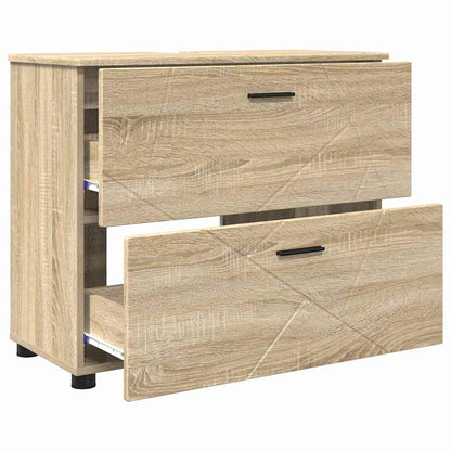 Badkamermeubelset 3 pcs Sonoma Eiken Geperst Hout en Metaal