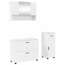 Badkamermeubelset 3 pcs Hoogglans wit Geperst Hout en Metaal