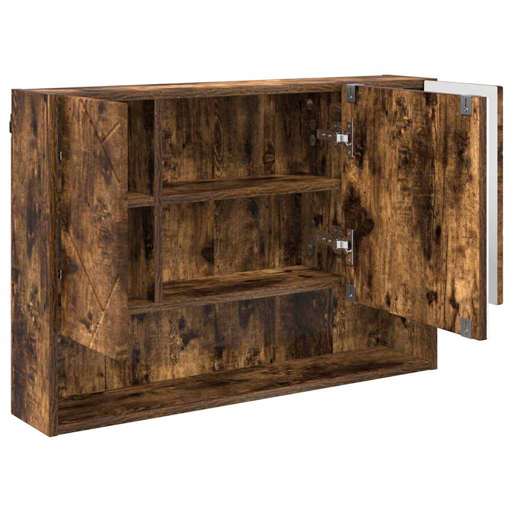 Badkamermeubelset 3 pcs Gerookt eiken Geperst Hout en Metaal