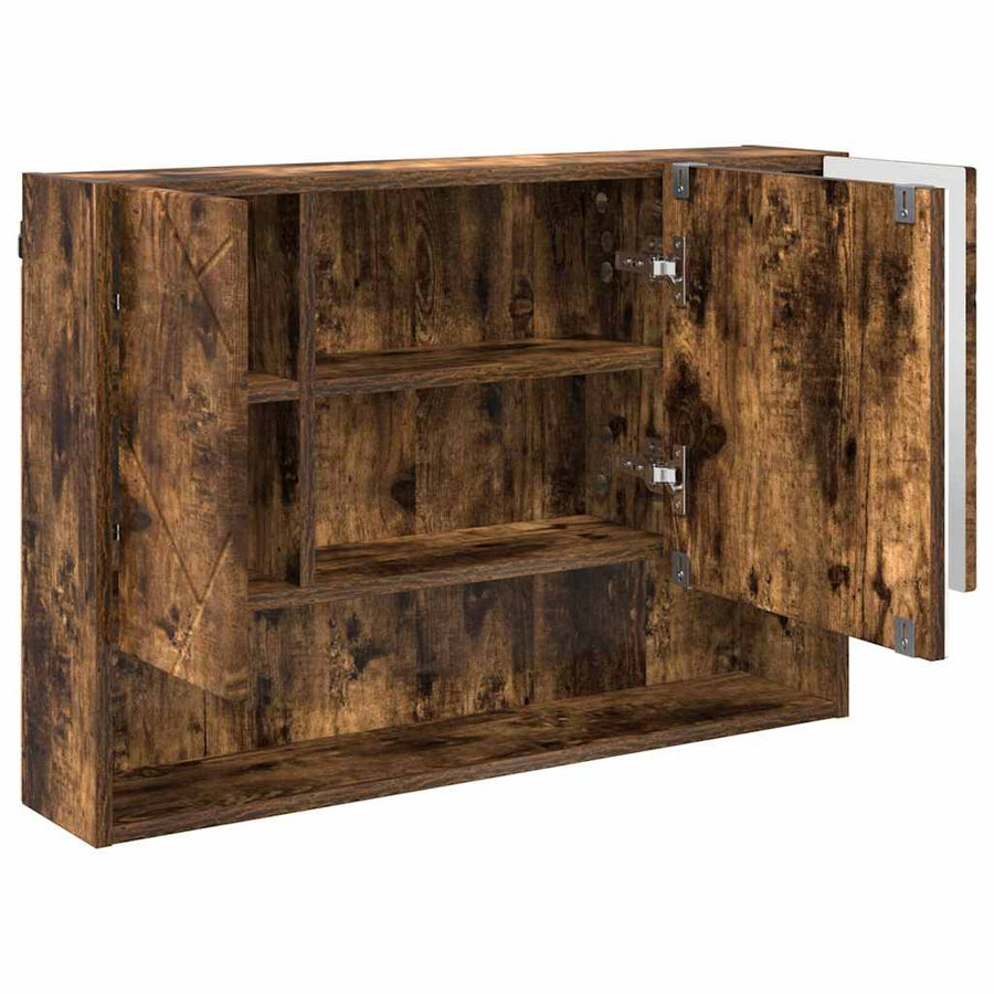 Badkamermeubelset 3 pcs Gerookt eiken Geperst Hout en Metaal