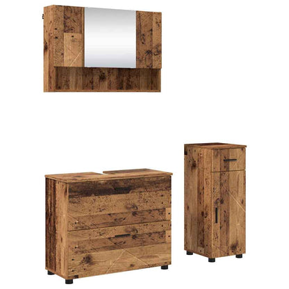 Badkamermeubelset 3 pcs Oud hout 76,5 x 35 x 64 cm Bewerkt hout