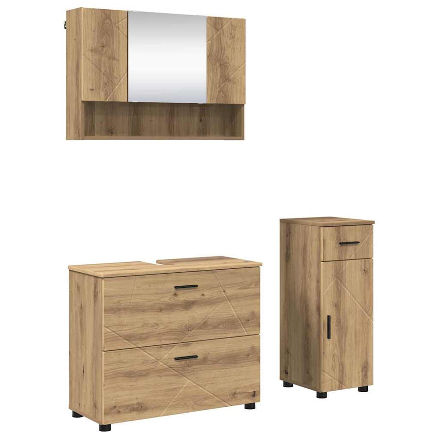 Badkamermeubelset 3 st Artisan Eiken 76,5 x 35 x 64 cm