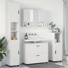 Bathroom Furniture Set with Drawer 4 pcs White Engineered Wood and Metal