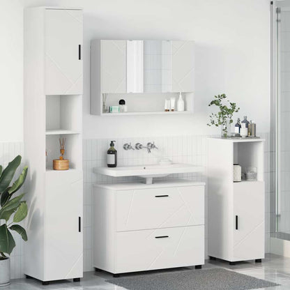 Badkamermeubelset met lade 4 pcs Wit Geperst Hout en Metaal