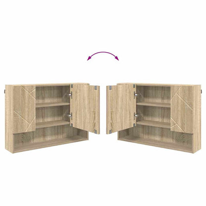 Badkamermeubelset 4 pcs Sonoma Eiken Geperst Hout en Metaal