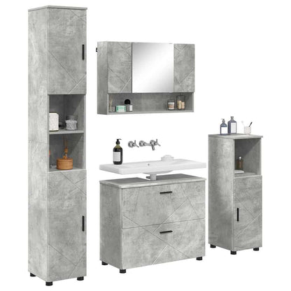 Badkamermeubelset 4 pcs Beton Grijs Geperst Hout en Metaal