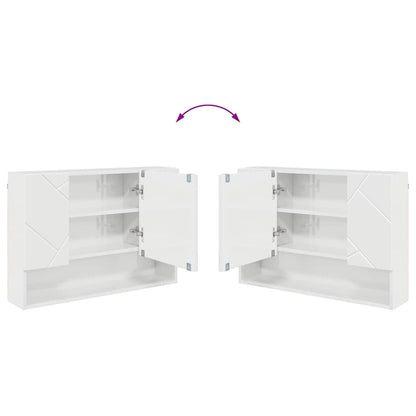 Badkamermeubelset 4 pcs Hoogglans wit Geperst Hout en Metaal