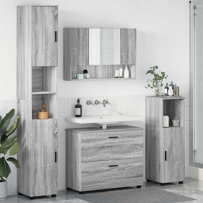 Badkamermeubelset 4 pcs Grijs Sonoma Geperst Hout en Metaal