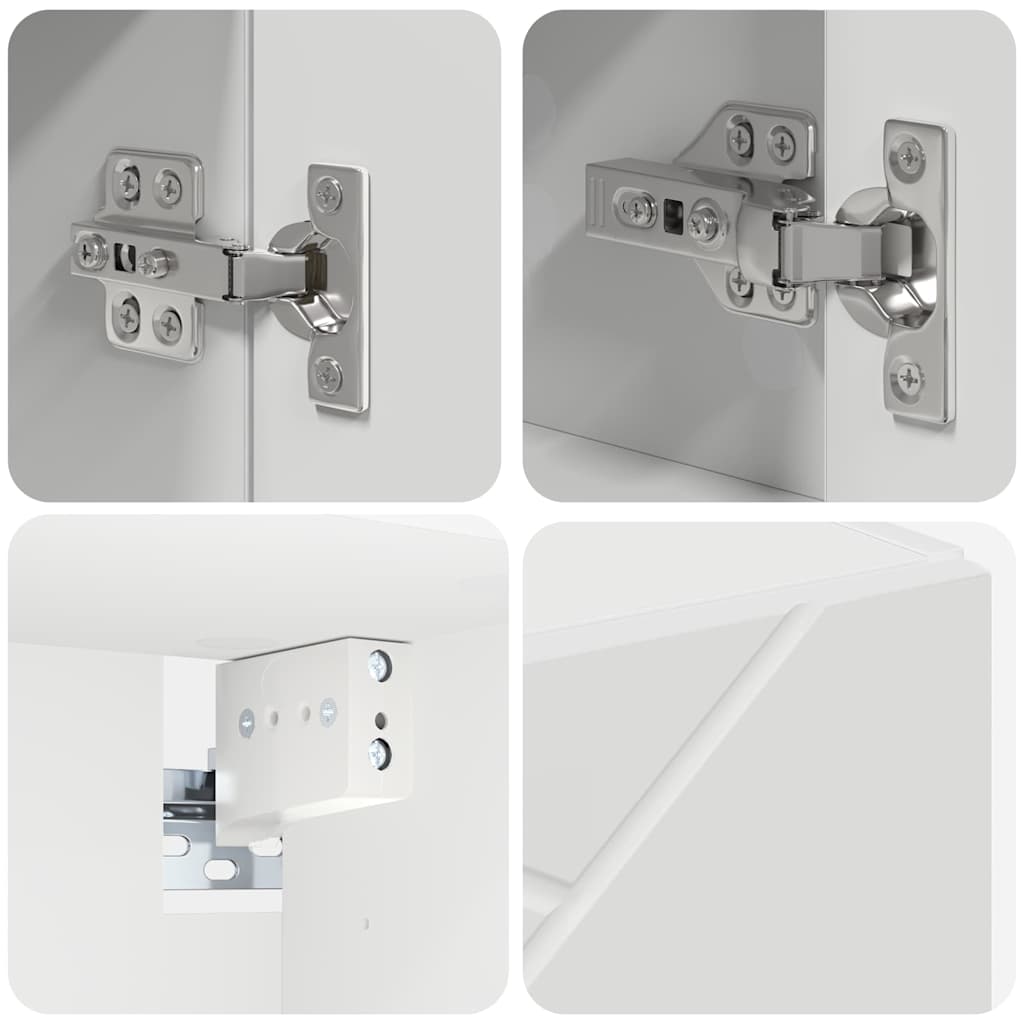 Badkamermeubelset met lade 4 pcs Wit Geperst Hout en Metaal