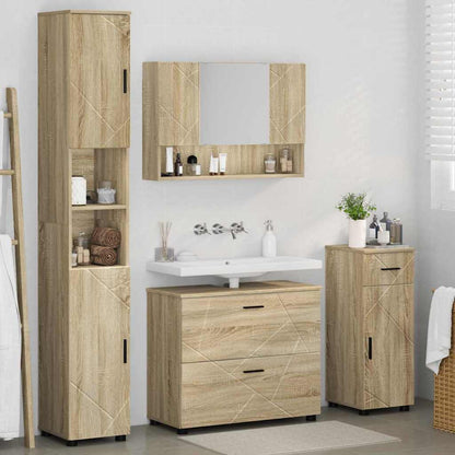 Badkamermeubelset 4 pcs Sonoma Eiken Geperst Hout en Metaal
