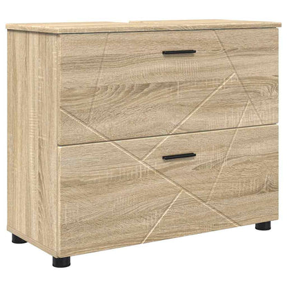Badkamermeubelset 4 pcs Sonoma Eiken Geperst Hout en Metaal