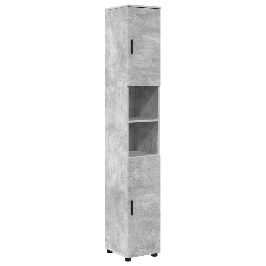 Badkamermeubelset 4 pcs Beton Grijs Geperst Hout en Metaal