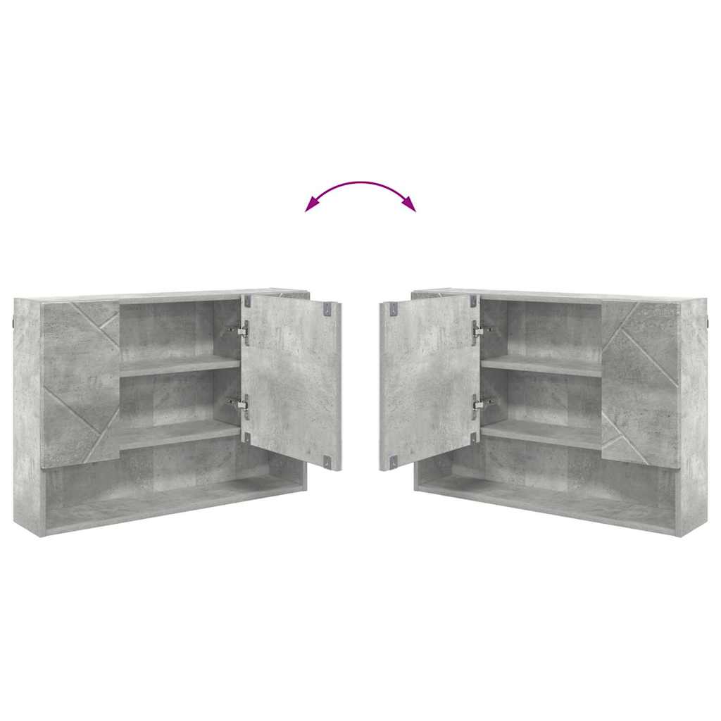 Badkamermeubelset 4 pcs Beton Grijs Geperst Hout en Metaal