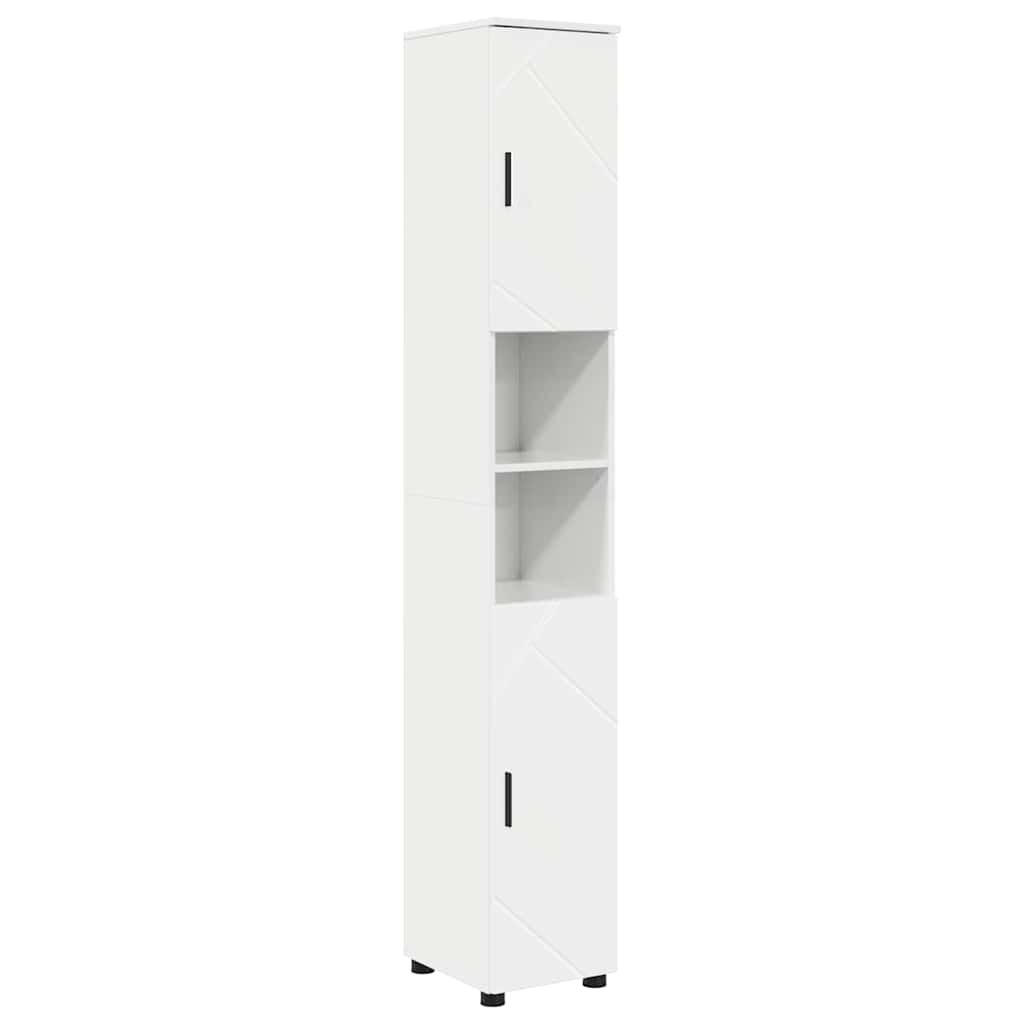 Badkamermeubelset 4 pcs Hoogglans wit Geperst Hout en Metaal