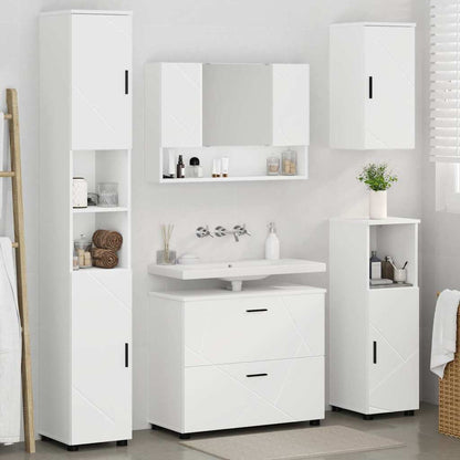 Badkamermeubelset met lade 5 pcs Wit Geperst Hout en Metaal