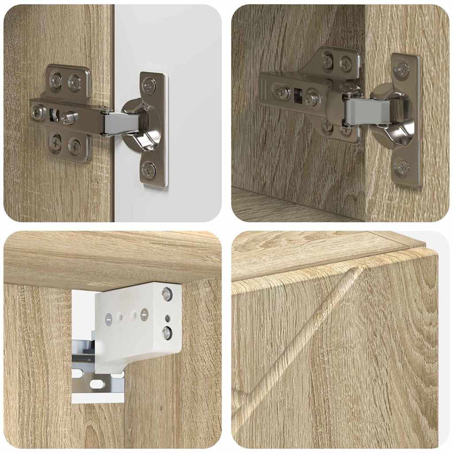 Badkamermeubelset 5 pcs Sonoma Eiken Geperst Hout en Metaal