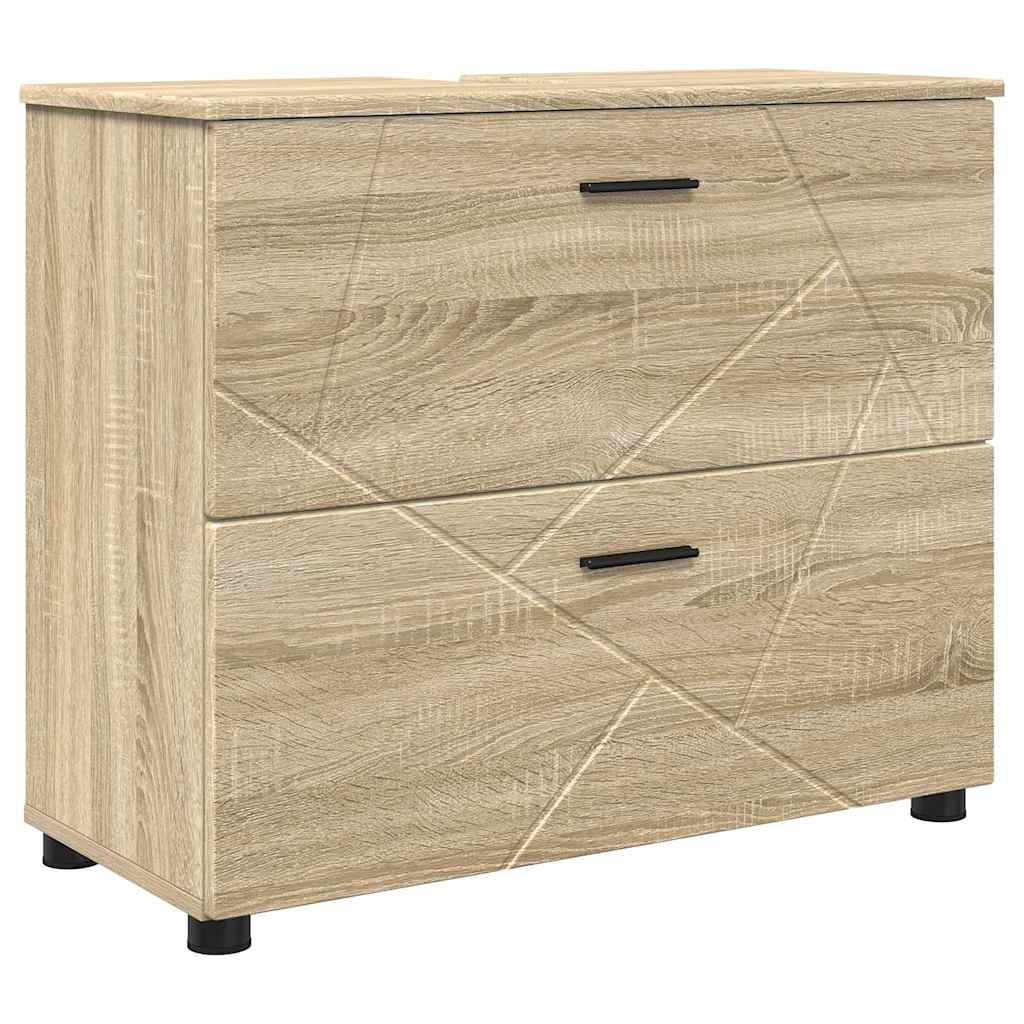 Badkamermeubelset 5 pcs Sonoma Eiken Geperst Hout en Metaal