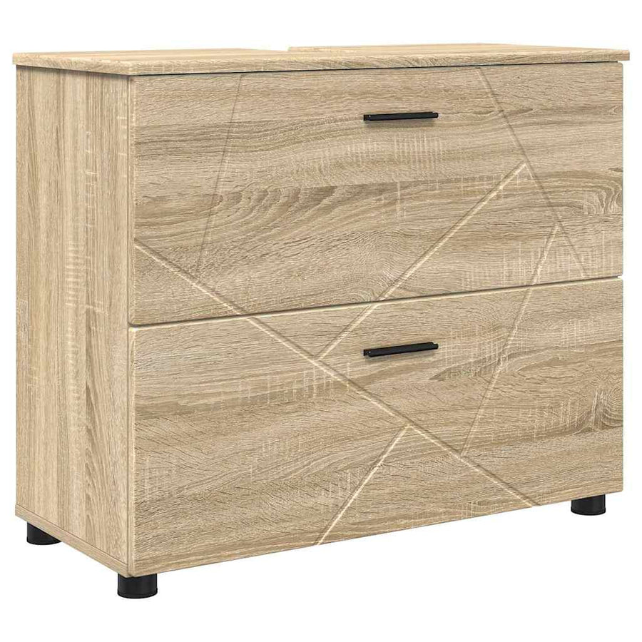 Badkamermeubelset 5 pcs Sonoma Eiken Geperst Hout en Metaal