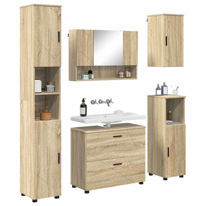 Badkamermeubelset 5 pcs Sonoma Eiken Geperst Hout en Metaal