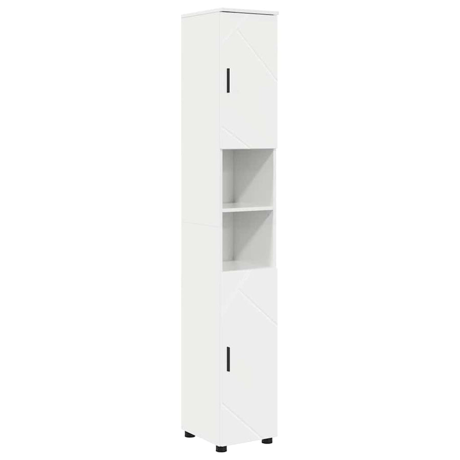 Badkamermeubelset 5 pcs Hoogglans wit Geperst Hout en Metaal