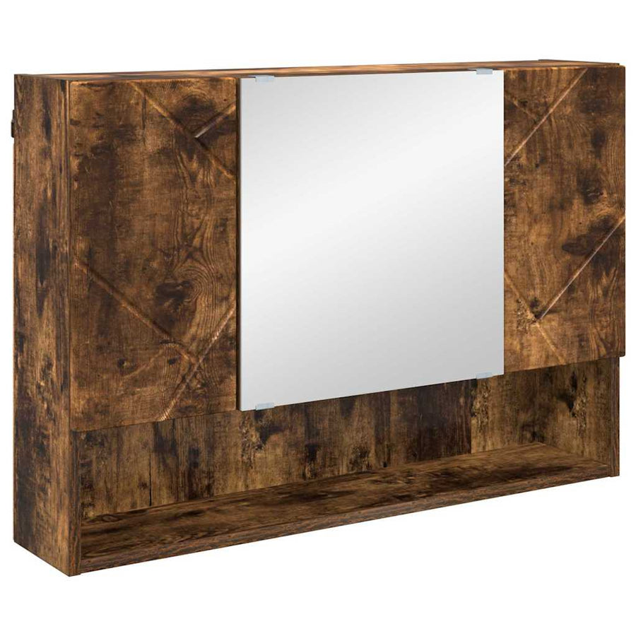 Badkamermeubelset 5 pcs Gerookt eiken Geperst Hout en Metaal