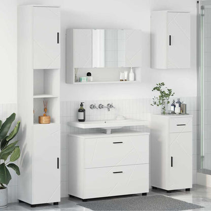 Badkamermeubelset met lade 5 pcs Wit Geperst Hout en Metaal