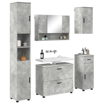 Badkamermeubelset 5 pcs Beton Grijs Geperst Hout en Metaal